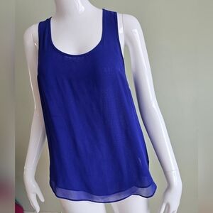 🌈Topshop Indigo Blue Black Lace Back Vest Sleeveless Top Size 4 Small